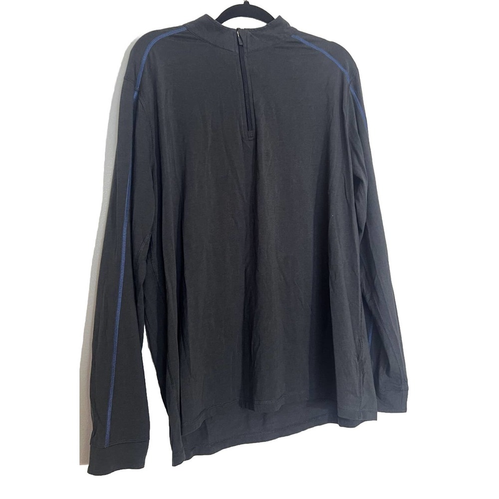 tasc 1/4 Zip Pullover Mens Medium Black Blue Bamboo Long Sleeve Shirt